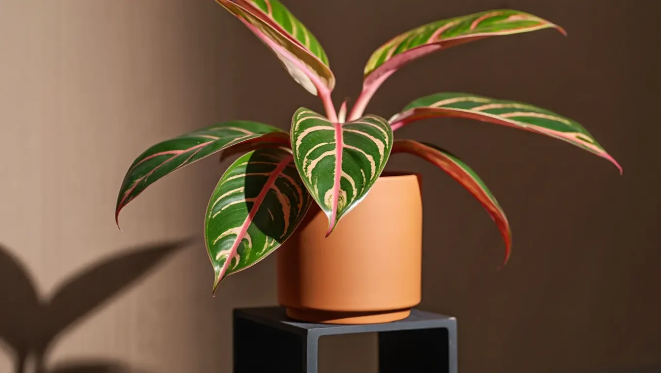 آگلونما با برگ‌های سبز و صورتی