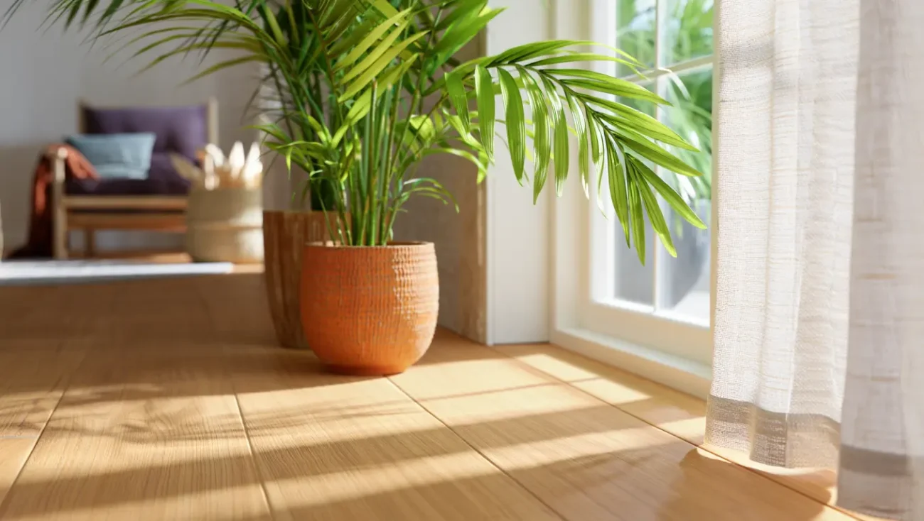 نخل شامادورا کنار پنجره با نور ملایم